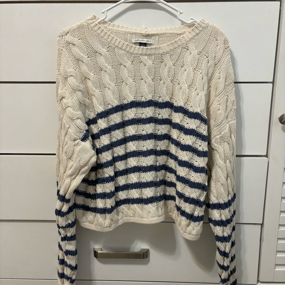 AE Cropped Cable-Knit Sweater Stripe - Picture 2 of 5